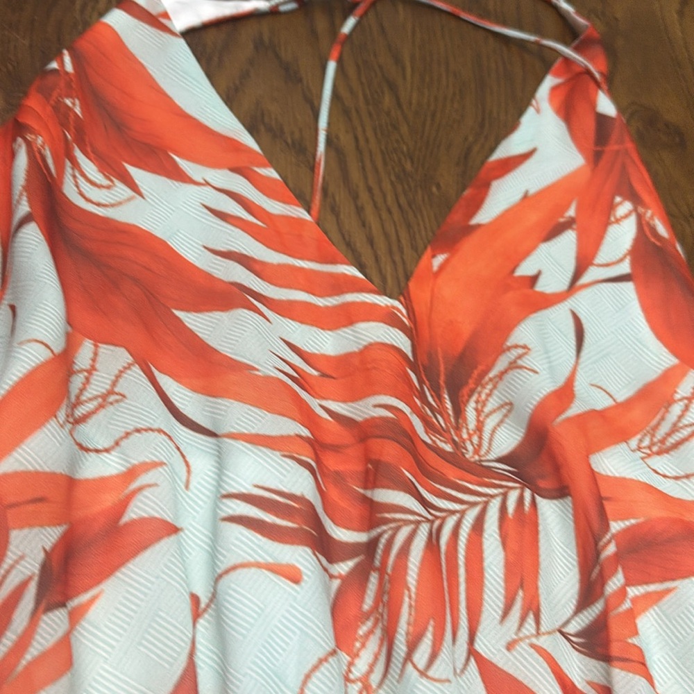 H &M Orange & Pale Green Palm Maxi Dress - Picture 6 of 12